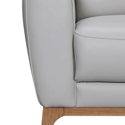 83" Gray Leather Sofa With Brown Legs HomeRoots