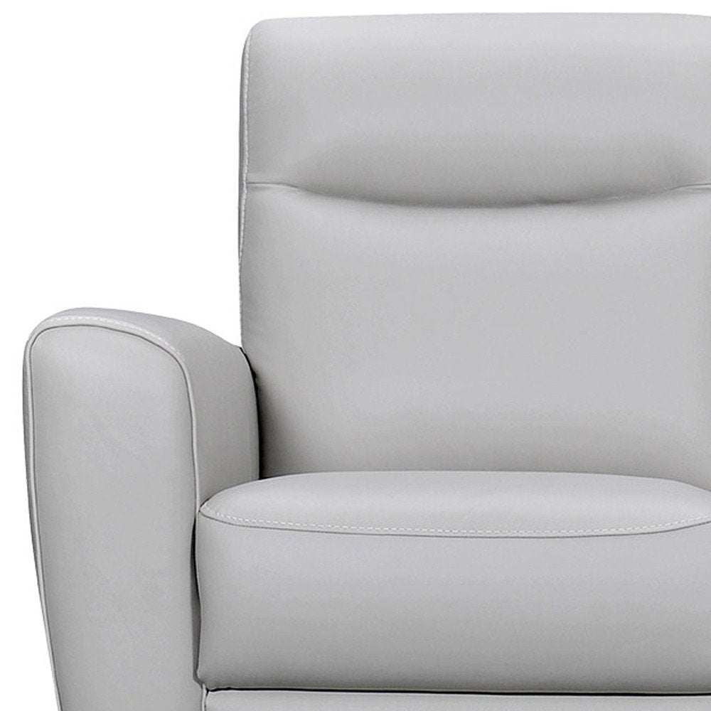 83" Gray Leather Sofa With Brown Legs HomeRoots