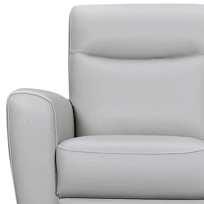 83" Gray Leather Sofa With Brown Legs HomeRoots
