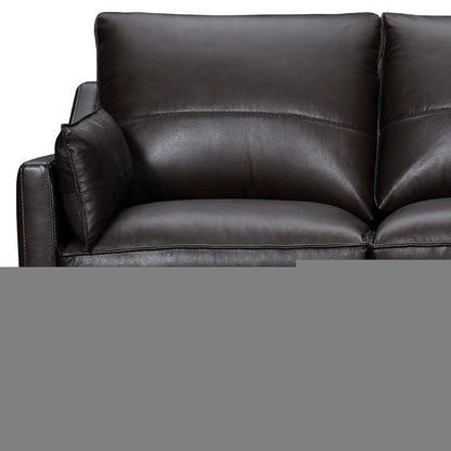 87" Dark Brown Leather Sofa And Toss Pillows With Brown Legs HomeRoots
