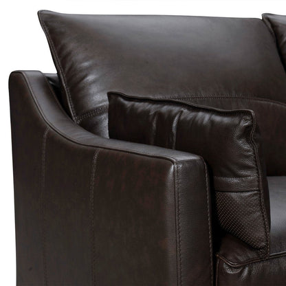 87" Dark Brown Leather Sofa And Toss Pillows With Brown Legs HomeRoots