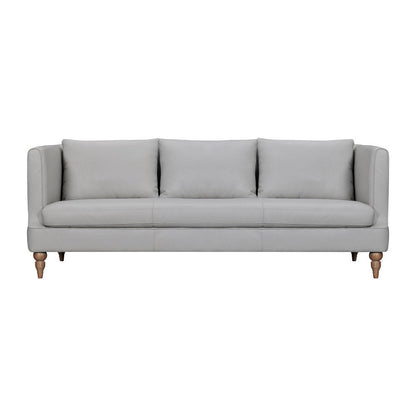 85" Gray Leather Sofa With Brown Legs HomeRoots