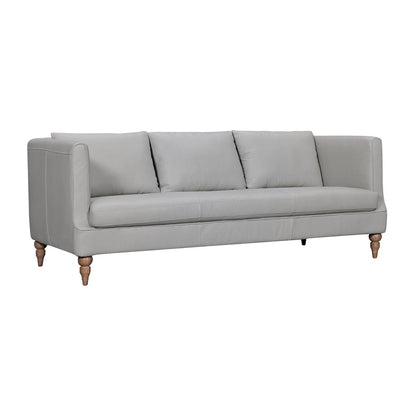 85" Gray Leather Sofa With Brown Legs HomeRoots