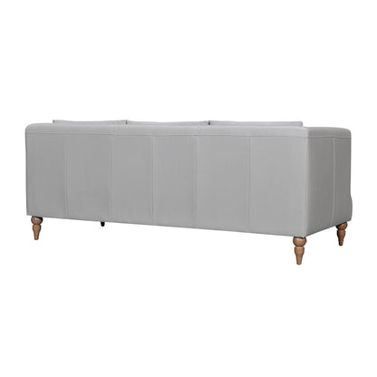 85" Gray Leather Sofa With Brown Legs HomeRoots