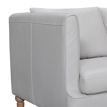 85" Gray Leather Sofa With Brown Legs HomeRoots