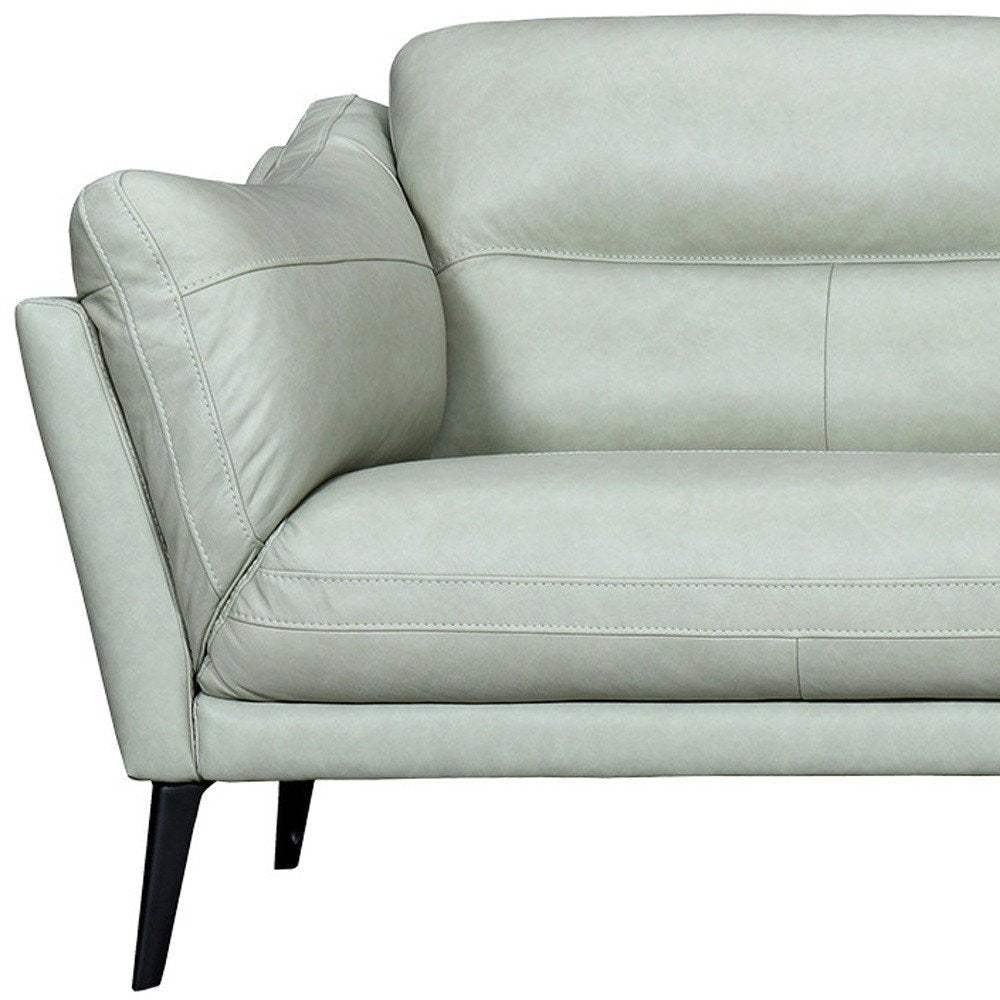 87" Mint Green Leather Sofa With Black Legs HomeRoots