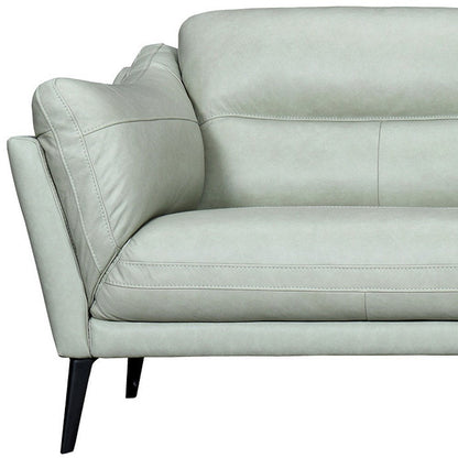 87" Mint Green Leather Sofa With Black Legs HomeRoots