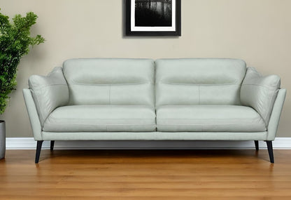 87" Mint Green Leather Sofa With Black Legs HomeRoots