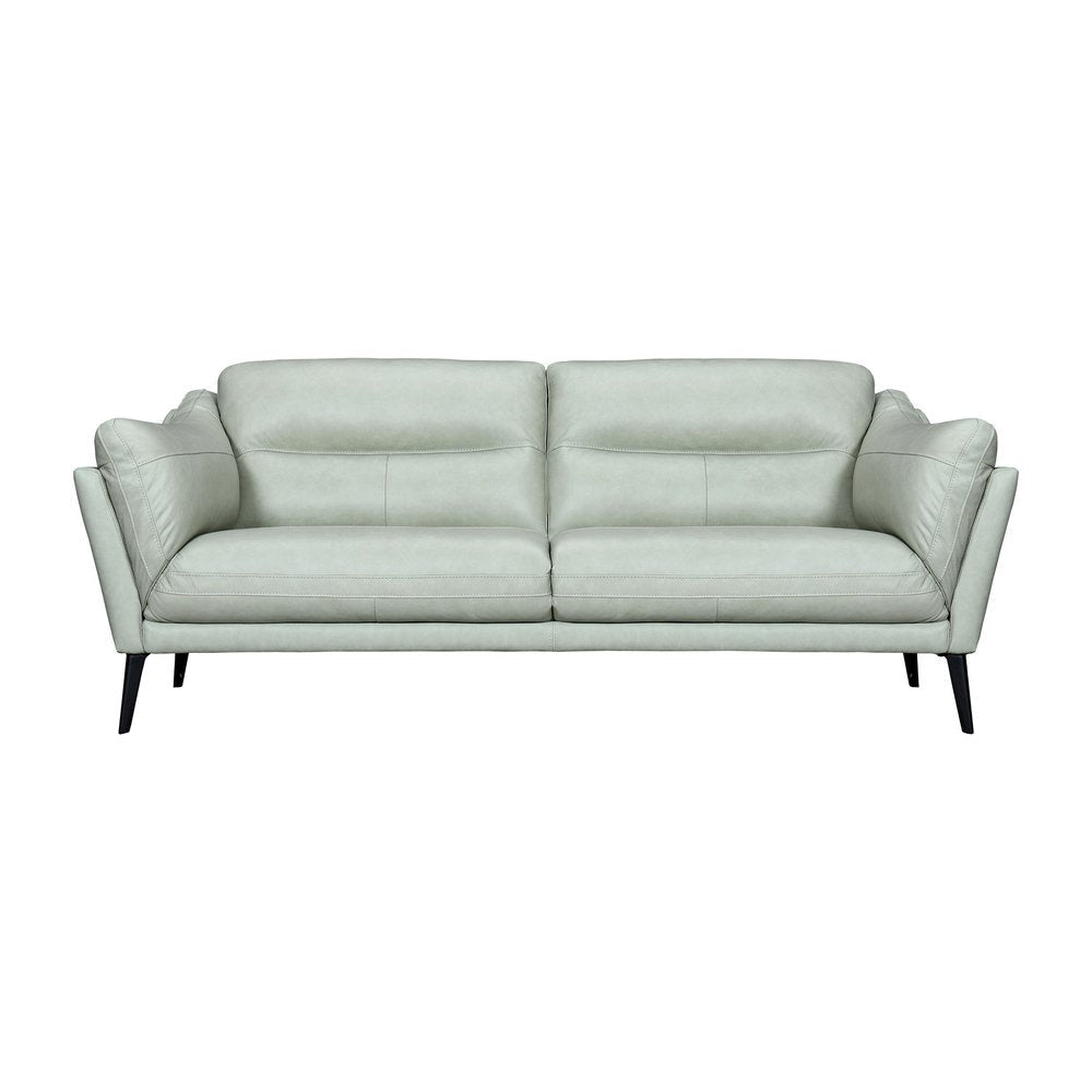 87" Mint Green Leather Sofa With Black Legs HomeRoots