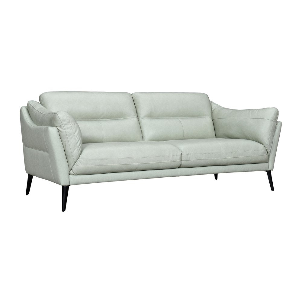 87" Mint Green Leather Sofa With Black Legs HomeRoots
