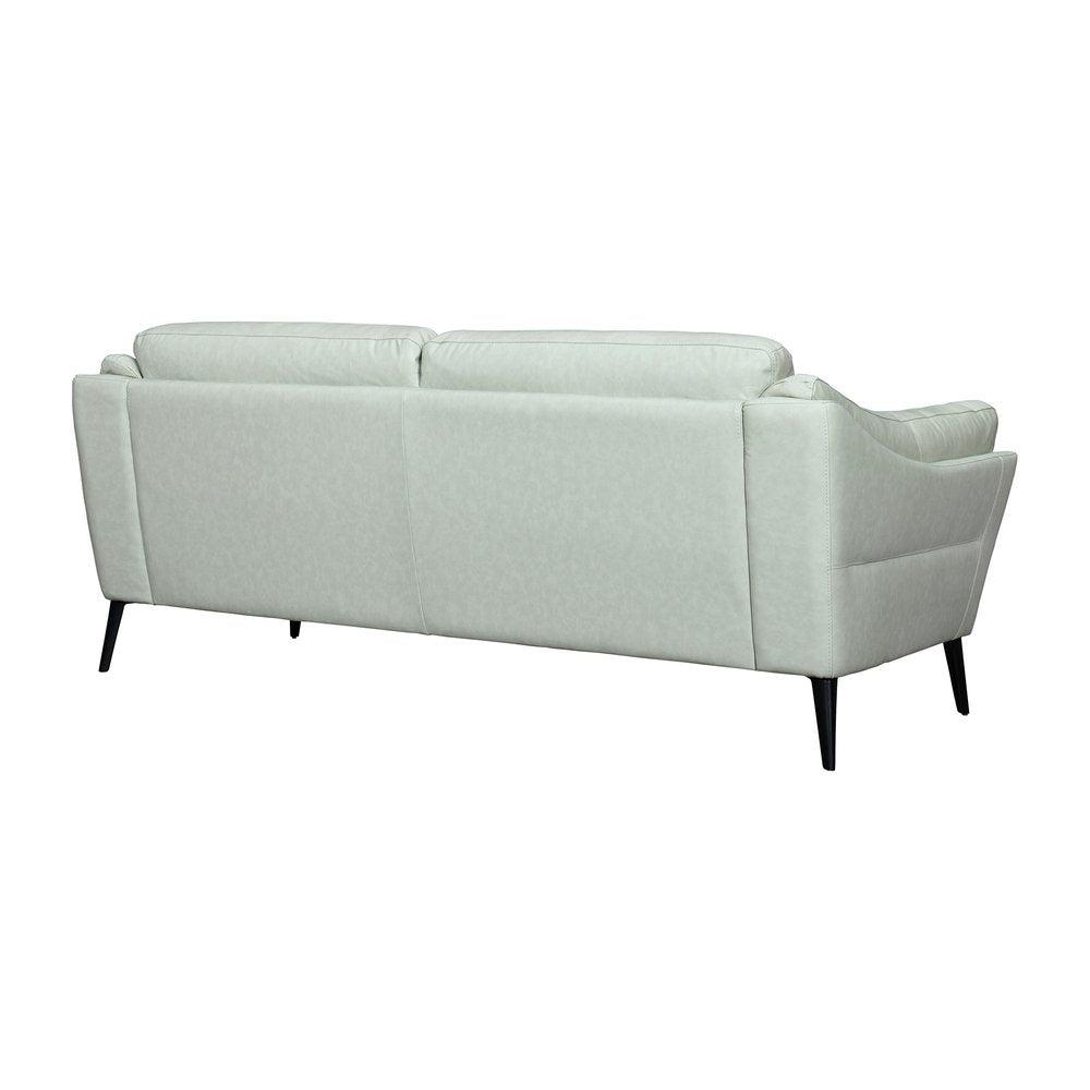87" Mint Green Leather Sofa With Black Legs HomeRoots