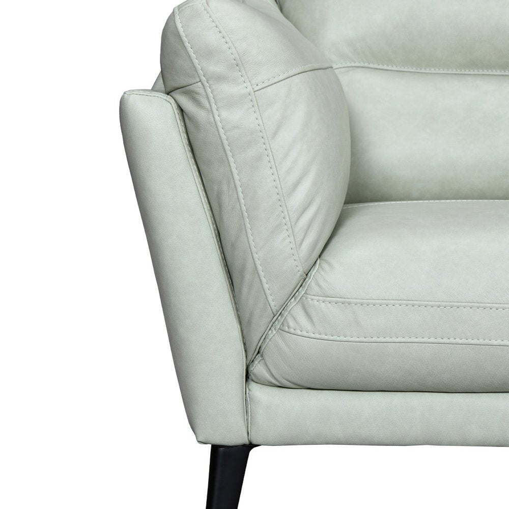 87" Mint Green Leather Sofa With Black Legs HomeRoots