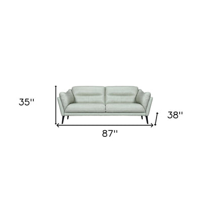 87" Mint Green Leather Sofa With Black Legs HomeRoots