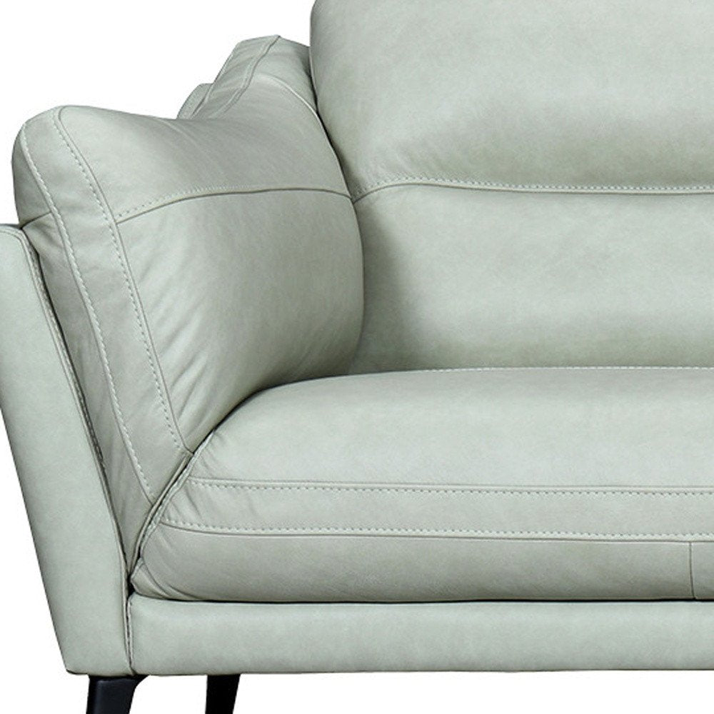 87" Mint Green Leather Sofa With Black Legs HomeRoots