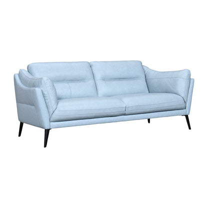 87" Sky Blue Leather Sofa With Black Legs HomeRoots