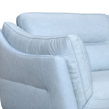 87" Sky Blue Leather Sofa With Black Legs HomeRoots