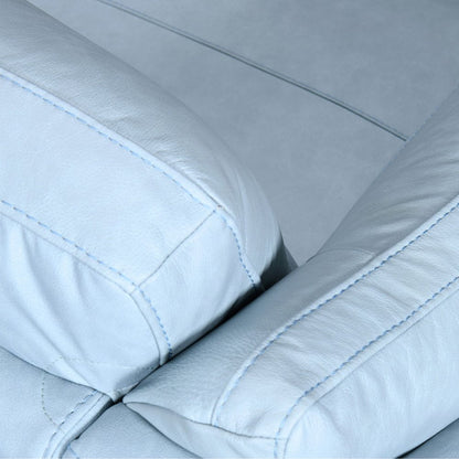 87" Sky Blue Leather Sofa With Black Legs HomeRoots