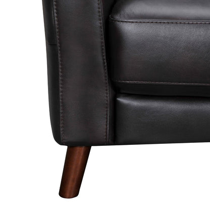 82" Black Leather Sofa With Brown Legs HomeRoots