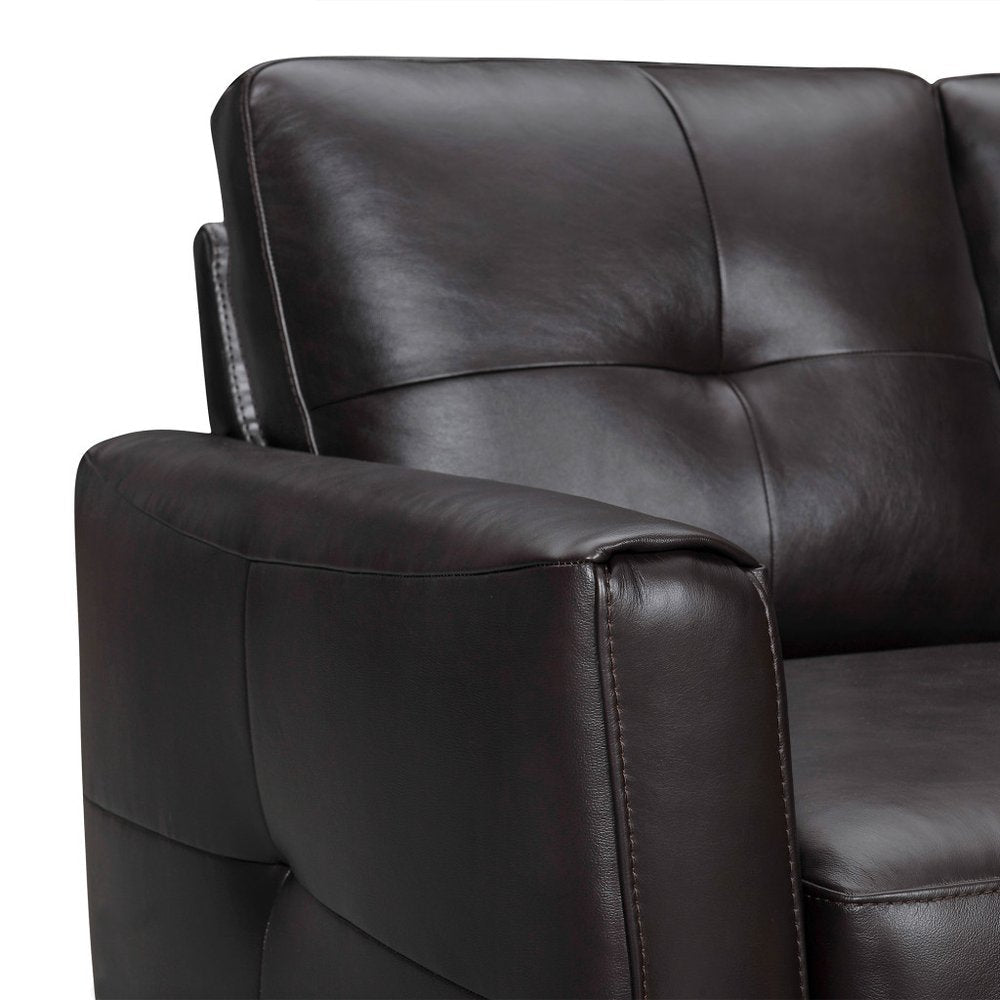 82" Black Leather Sofa With Brown Legs HomeRoots