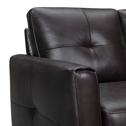 82" Black Leather Sofa With Brown Legs HomeRoots