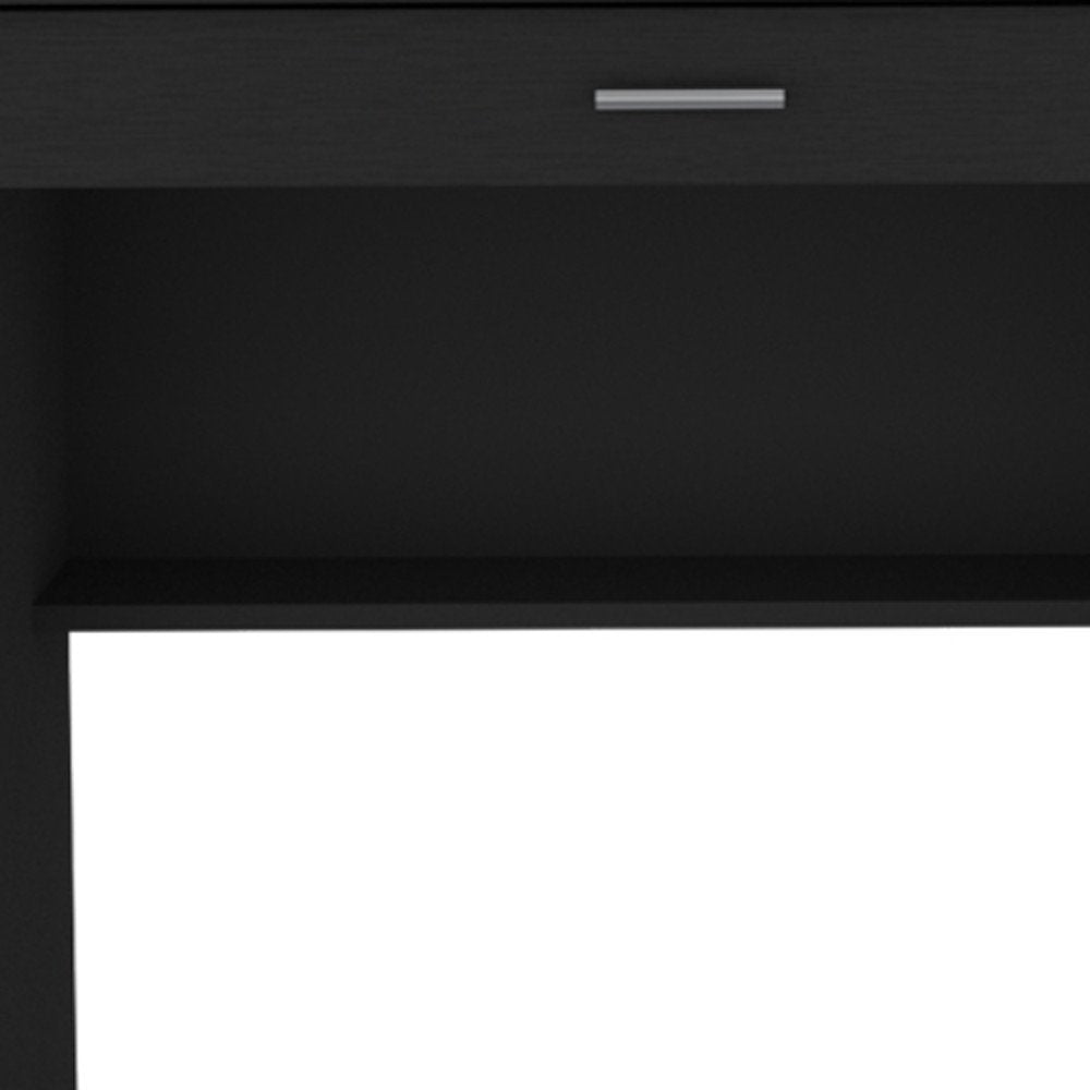 32" Black Wood Computer Desk With Drawer — view 3