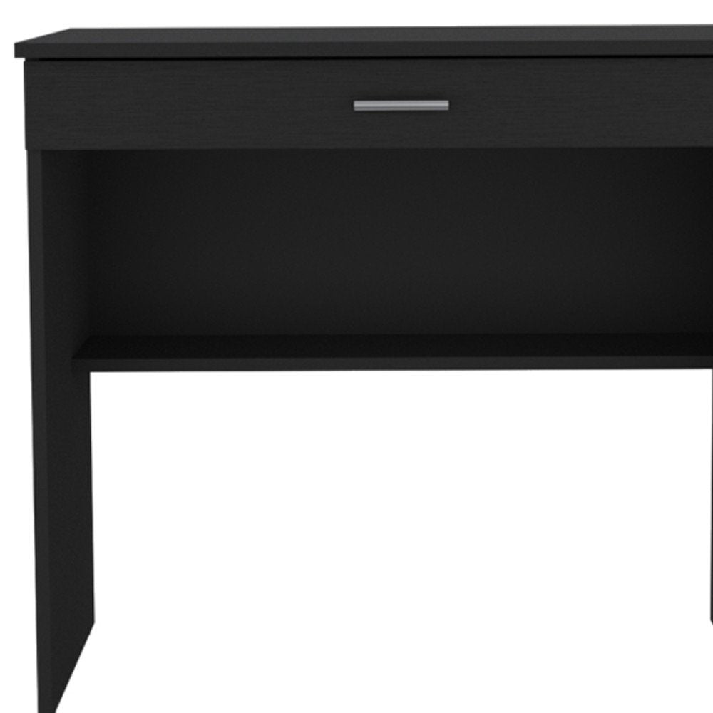 32" Black Wood Computer Desk With Drawer — view 4