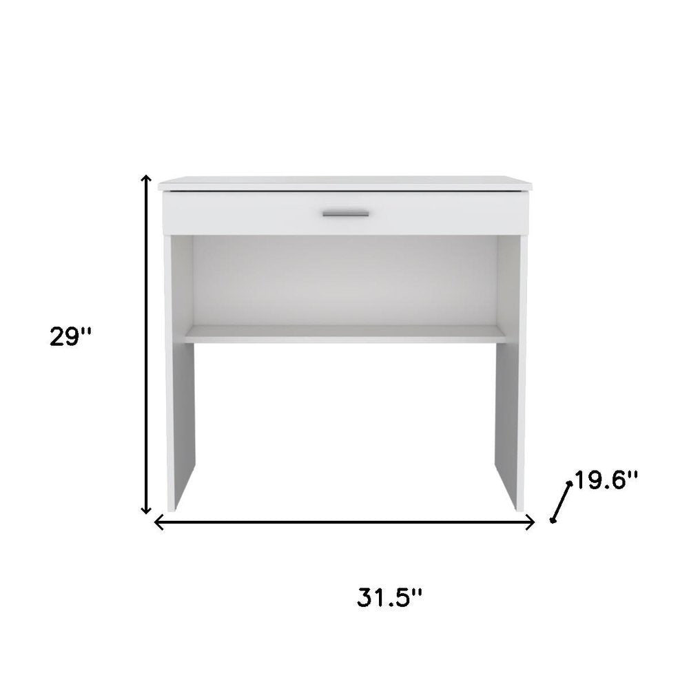 32" White Wood Computer Desk With Drawer — view 4