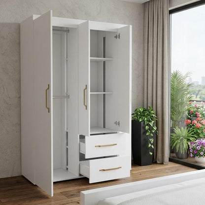 70" White Wood Four Door Two Drawer Combo Dresser HomeRoots