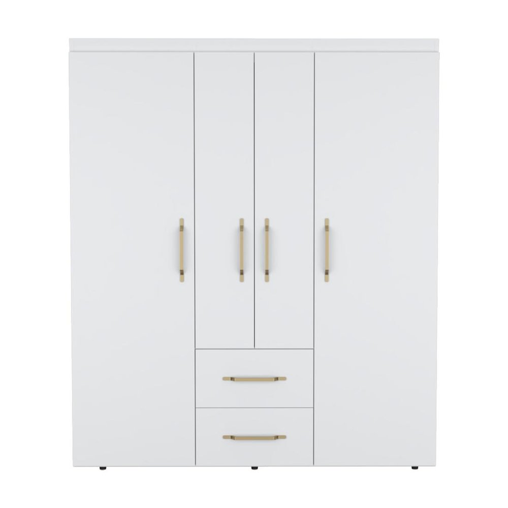 70" White Wood Four Door Two Drawer Combo Dresser HomeRoots