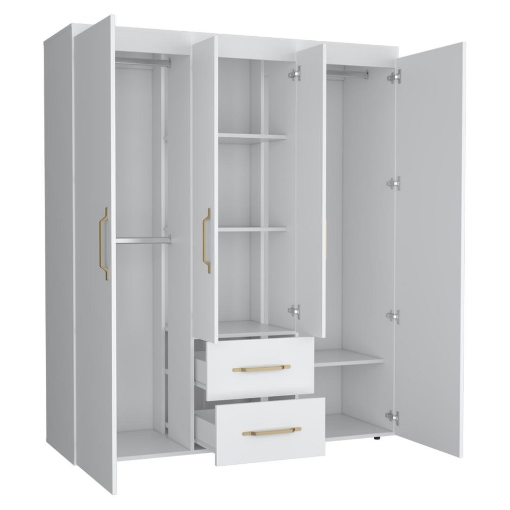 70" White Wood Four Door Two Drawer Combo Dresser HomeRoots