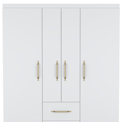 70" White Wood Four Door Two Drawer Combo Dresser HomeRoots