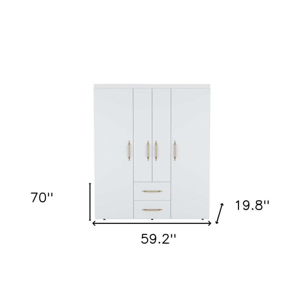 70" White Wood Four Door Two Drawer Combo Dresser HomeRoots