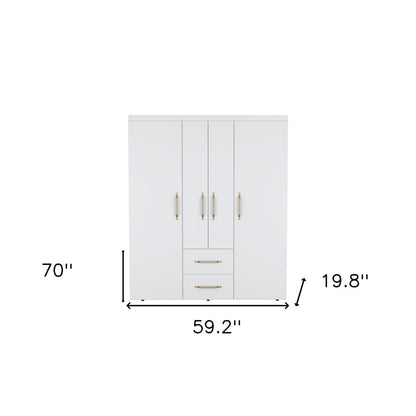 70" White Wood Four Door Two Drawer Combo Dresser HomeRoots