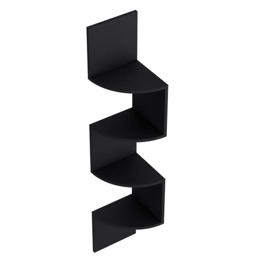 52" Black Wood Wall Mounted Corner Shelf HomeRoots