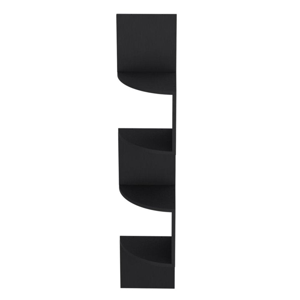 52" Black Wood Wall Mounted Corner Shelf HomeRoots