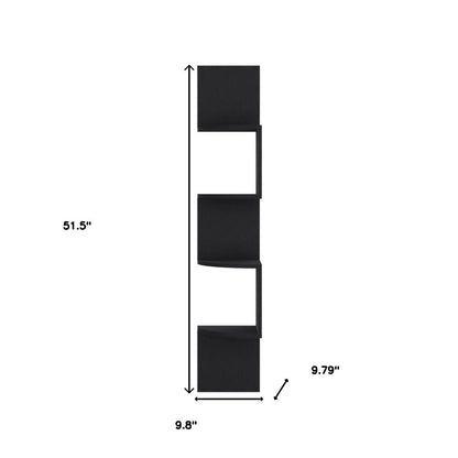52" Black Wood Wall Mounted Corner Shelf HomeRoots