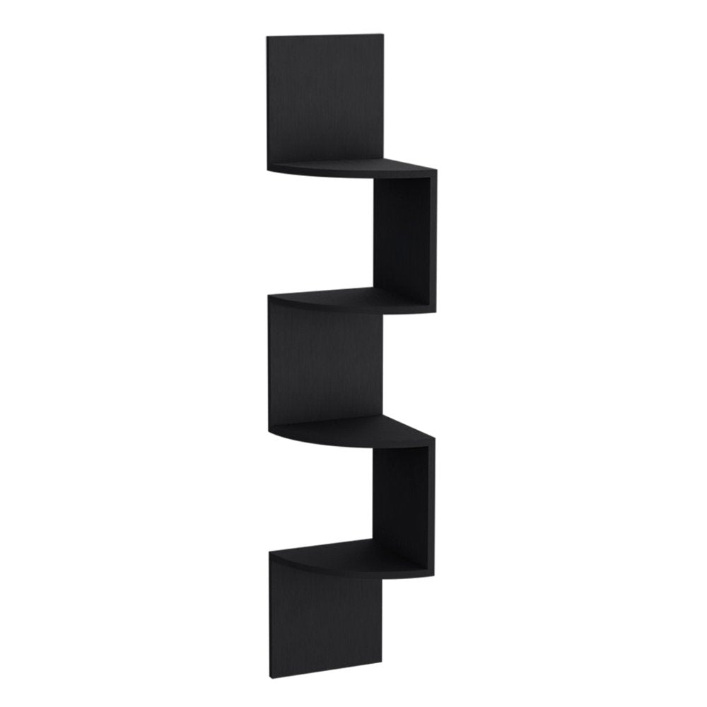 52" Black Wood Wall Mounted Corner Shelf HomeRoots