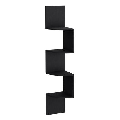 52" Black Wood Wall Mounted Corner Shelf HomeRoots