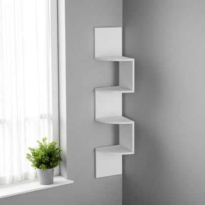 52" White Wood Wall Mounted Corner Shelf HomeRoots
