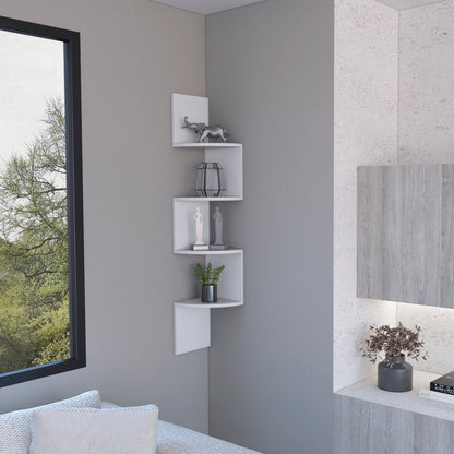 52" White Wood Wall Mounted Corner Shelf HomeRoots