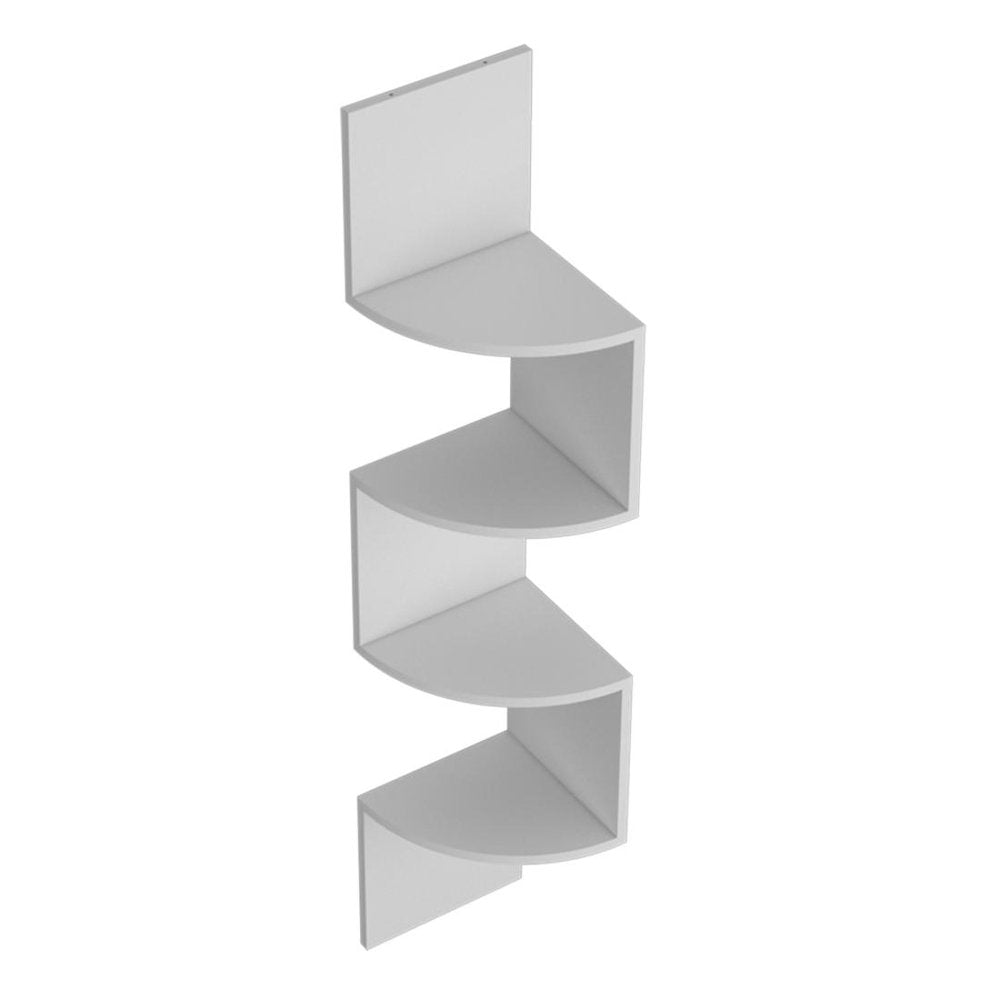 52" White Wood Wall Mounted Corner Shelf HomeRoots