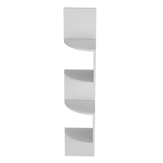 52" White Wood Wall Mounted Corner Shelf