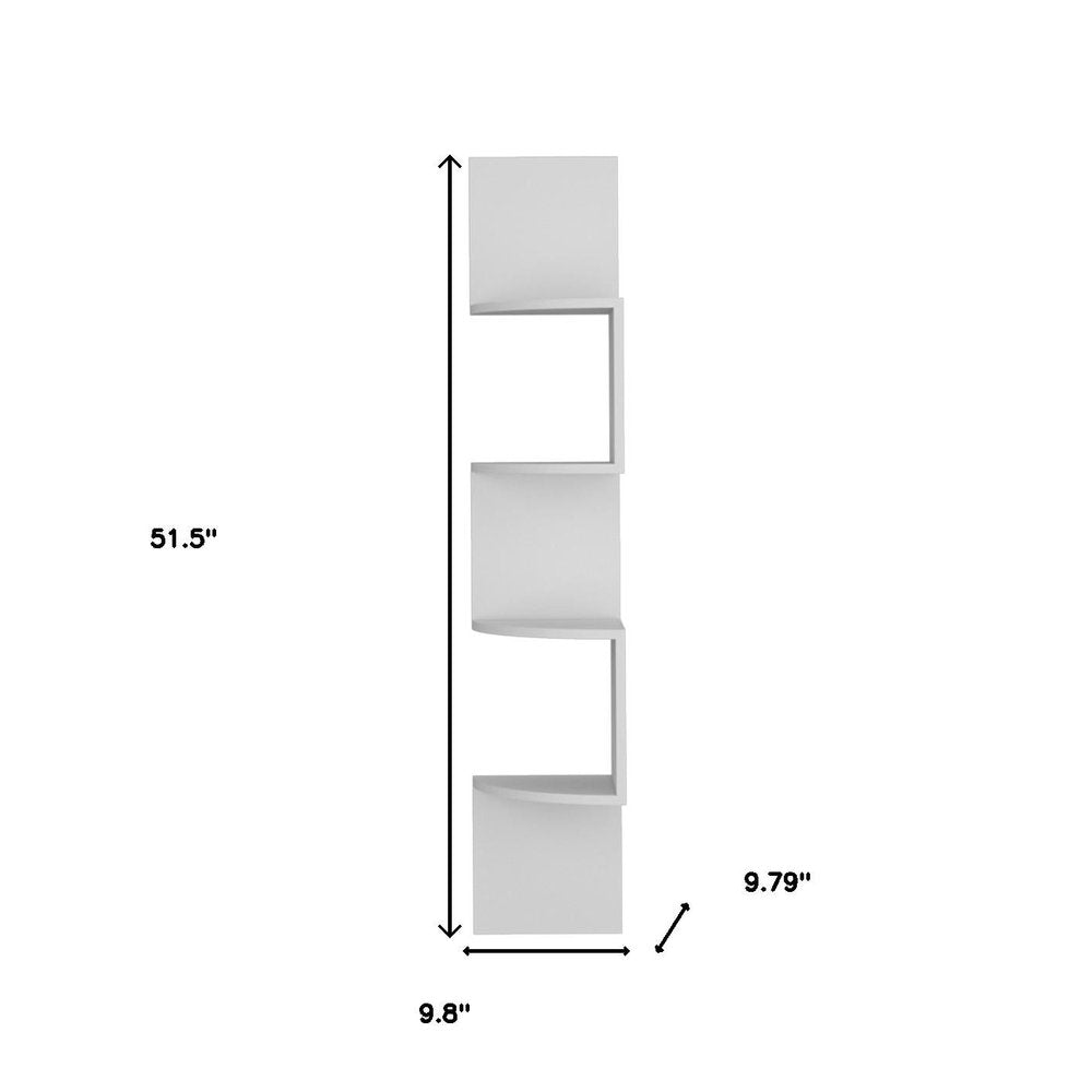 52" White Wood Wall Mounted Corner Shelf HomeRoots