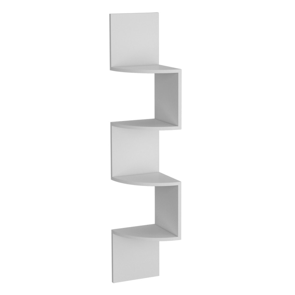 52" White Wood Wall Mounted Corner Shelf HomeRoots