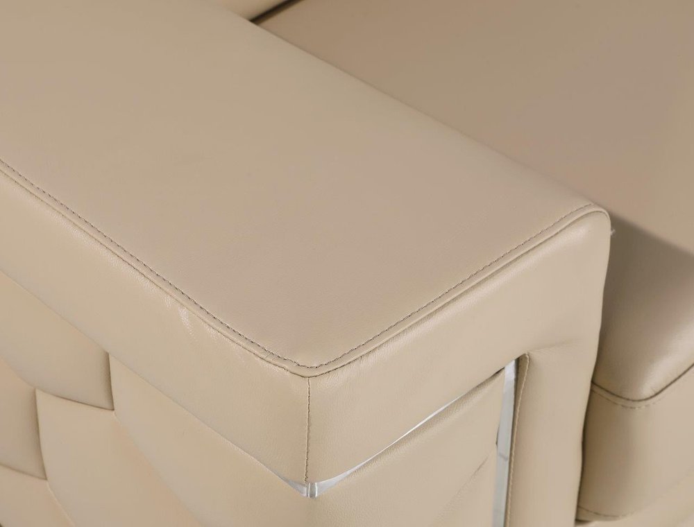 47" Beige and Silver Genuine Leather Club Chair HomeRoots