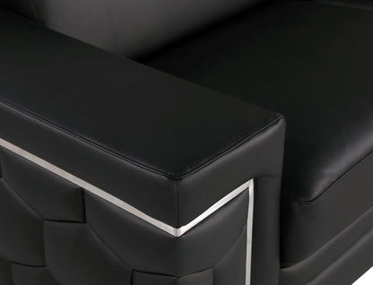 47" Black And Silver Genuine Leather Club Chair HomeRoots