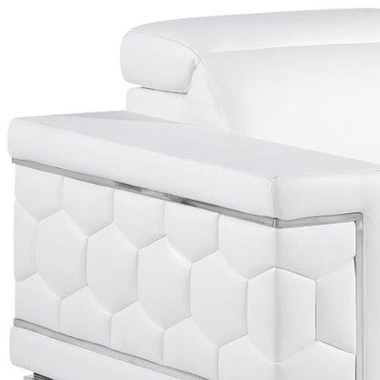 47" White And Silver Genuine Leather Club Chair HomeRoots