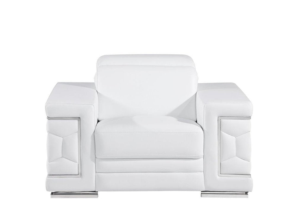 47" White And Silver Genuine Leather Club Chair HomeRoots