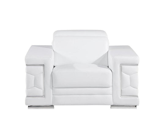 47" White And Silver Genuine Leather Club Chair HomeRoots