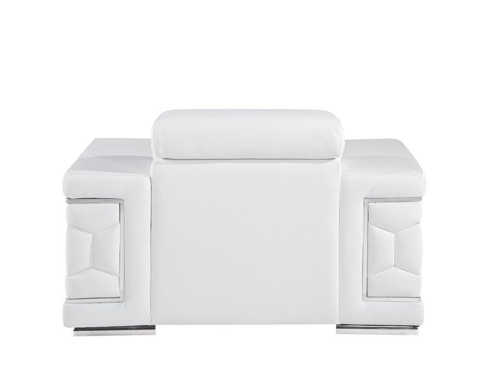 47" White And Silver Genuine Leather Club Chair HomeRoots